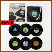 Six Piece Retro Style Vinyl Record Coaster Set - The House Of BLOC