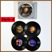 Six Piece Retro Style Vinyl Record Coaster Set - The House Of BLOC