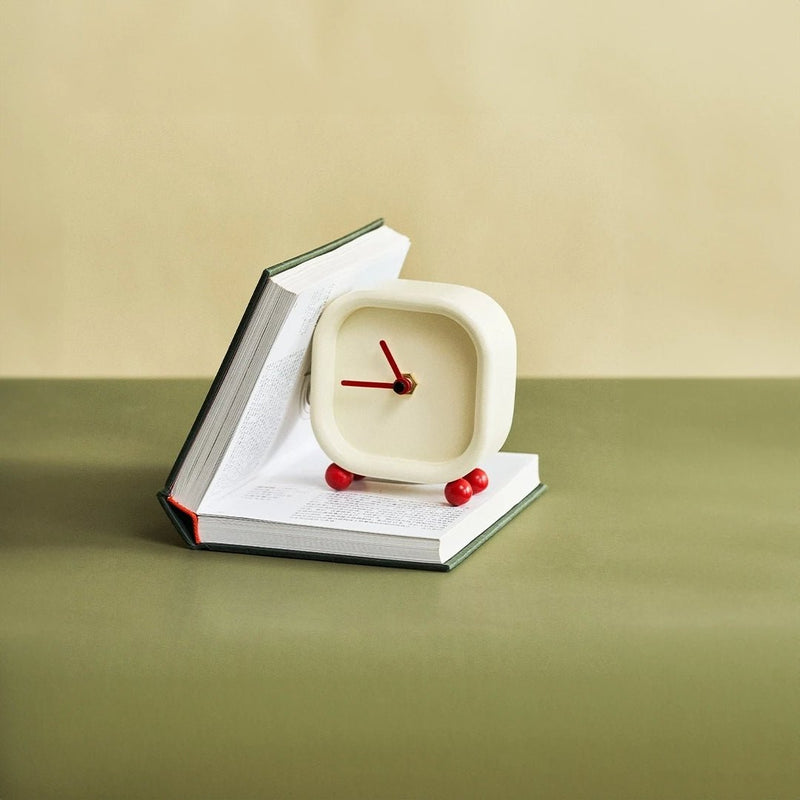 Small Minimalist Cream Desktop Clock - The House Of BLOC