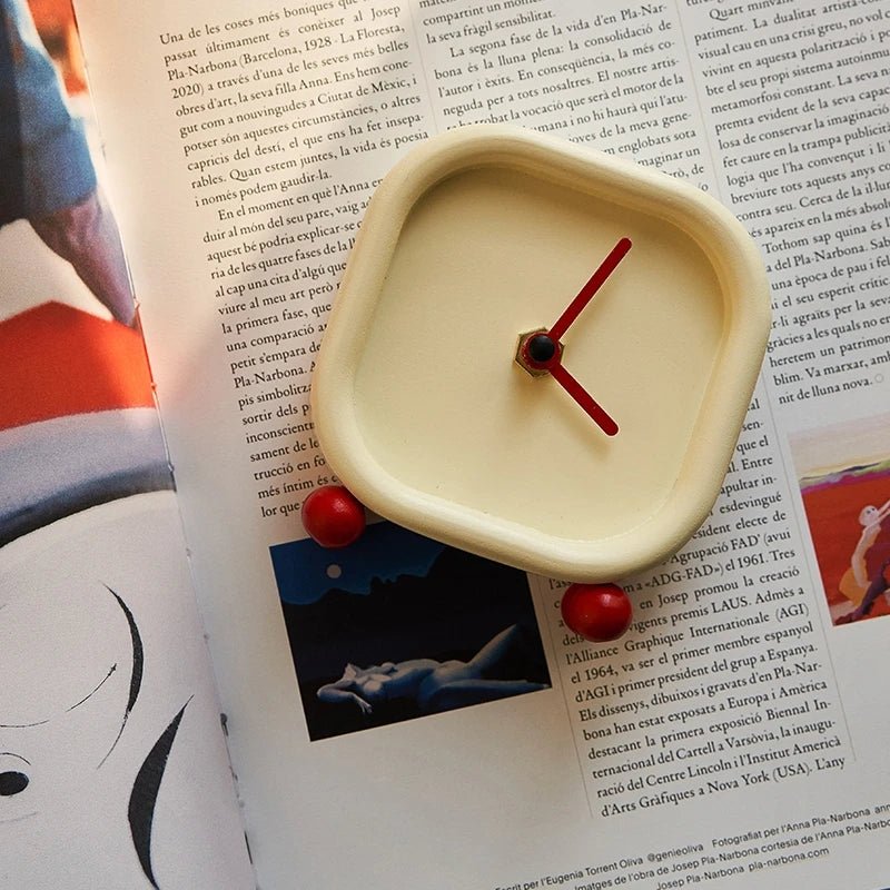 Small Minimalist Cream Desktop Clock - The House Of BLOC