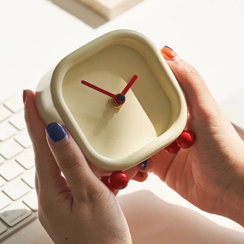 Small Minimalist Cream Desktop Clock - The House Of BLOC