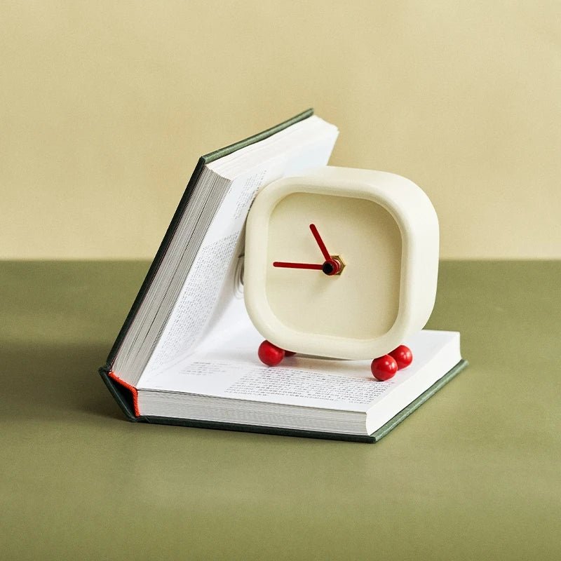 Small Minimalist Cream Desktop Clock - The House Of BLOC