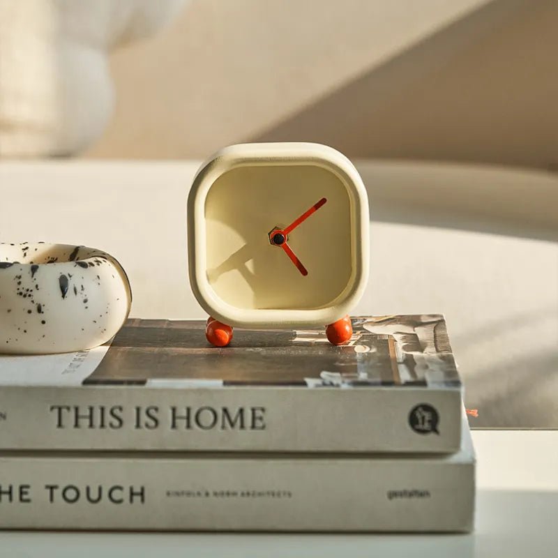 Small Minimalist Cream Desktop Clock - The House Of BLOC