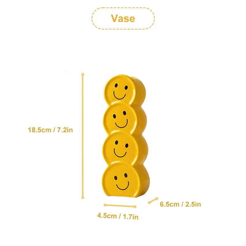 Smiling Faces Ceramic Vase With Artificial Flowers - The House Of BLOC