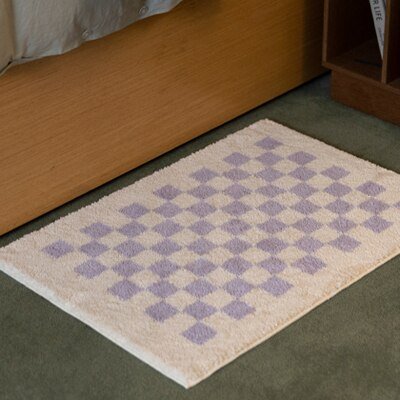 Soft Fluffy Checked Pattern Bathroom Rug - The House Of BLOC