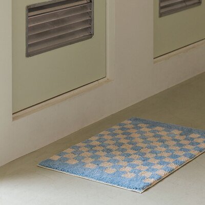 Soft Fluffy Checked Pattern Bathroom Rug - The House Of BLOC