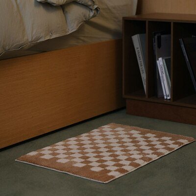 Soft Fluffy Checked Pattern Bathroom Rug - The House Of BLOC