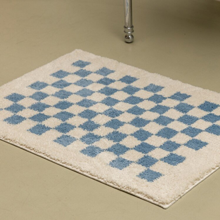 Soft Fluffy Checked Pattern Bathroom Rug - The House Of BLOC