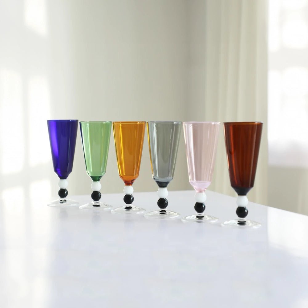 Solid Colour Beaded Stem Glass - The House Of BLOC