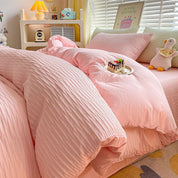 Solid Colour Seersucker Single Bedding Set - The House Of BLOC