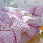 Solid Colour Seersucker Single Bedding Set - The House Of BLOC