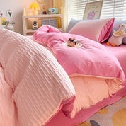 Solid Colour Seersucker Single Bedding Set - The House Of BLOC