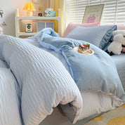 Solid Colour Seersucker Single Bedding Set - The House Of BLOC