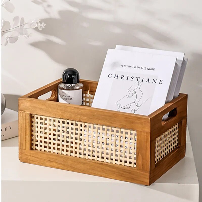 Solid Wood Rattan Storage Box - The House Of BLOC