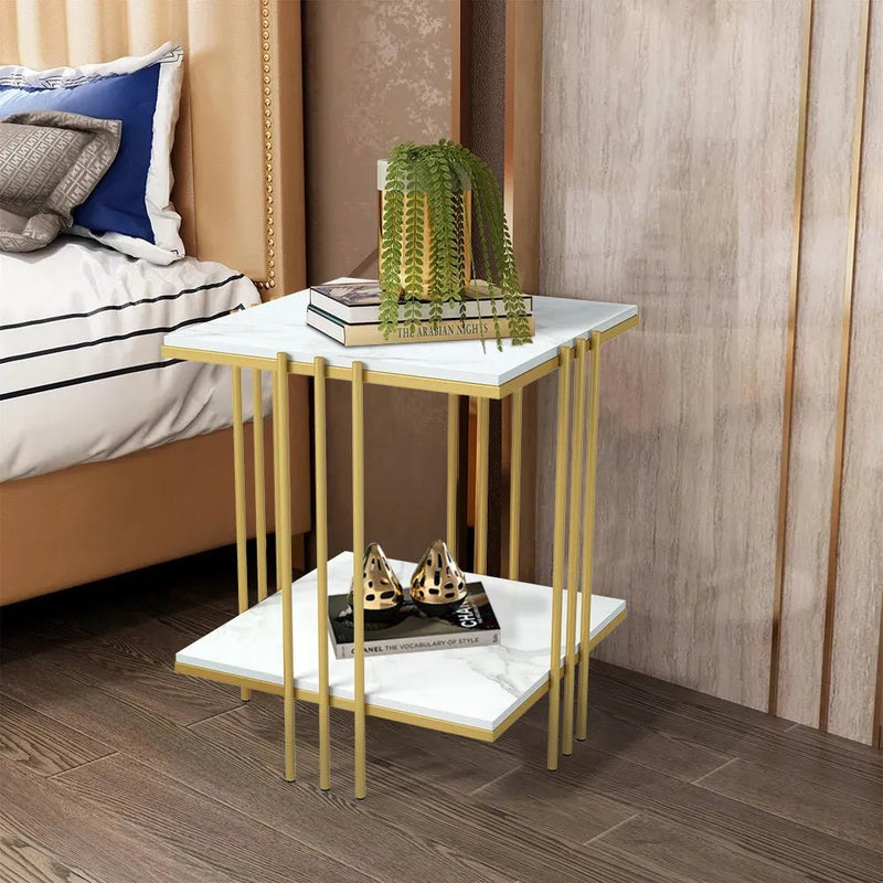 Square Marble Top End Side Table - The House Of BLOC