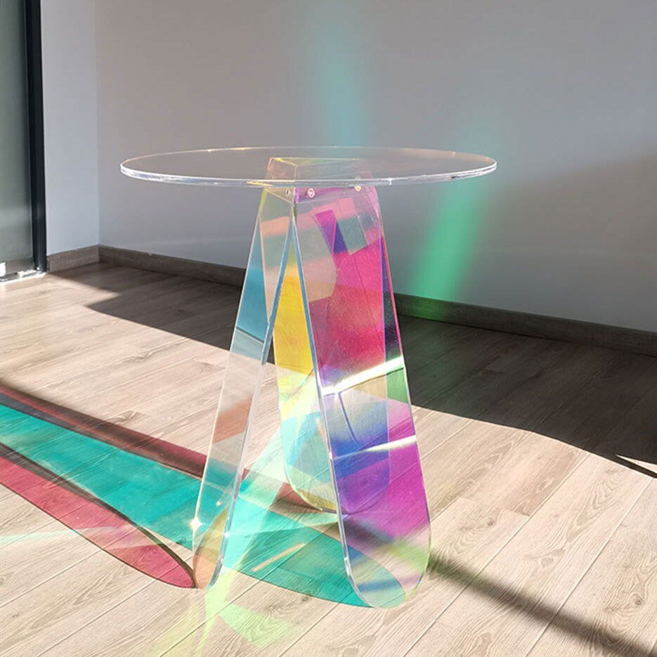 Stylish Iridescent Acrylic Side Table - The House Of BLOC