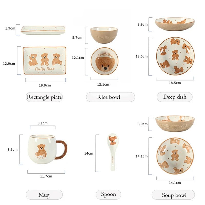 Teddy Bear Ceramic Plate + Bowl Dinnerware Set - The House Of BLOC