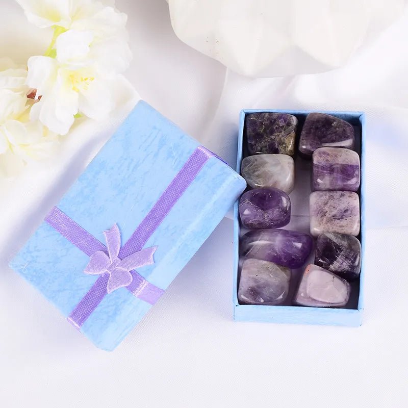 Ten Piece Set Of Natural Tumbled Rock And Quartz Rose Chakra Beads - The House Of BLOC