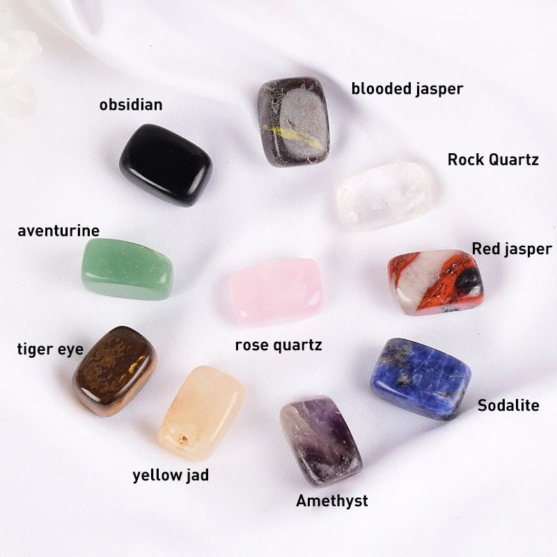 Ten Piece Set Of Natural Tumbled Rock And Quartz Rose Chakra Beads - The House Of BLOC