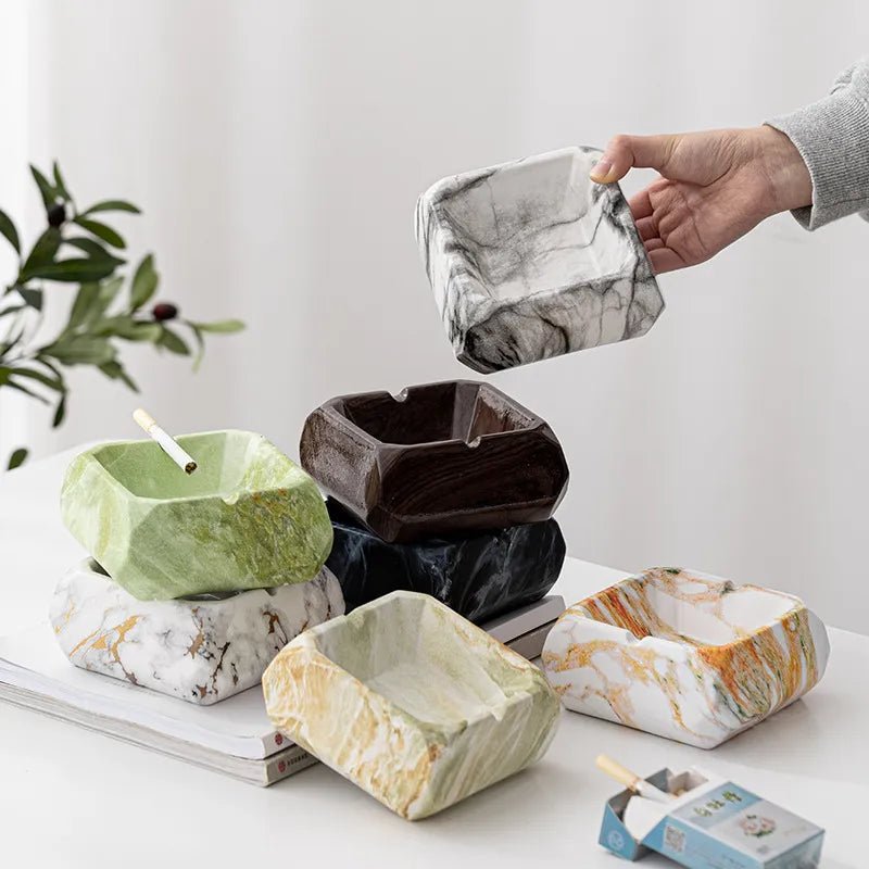 Textured Marble Effect Ceramic Ashtray - The House Of BLOC