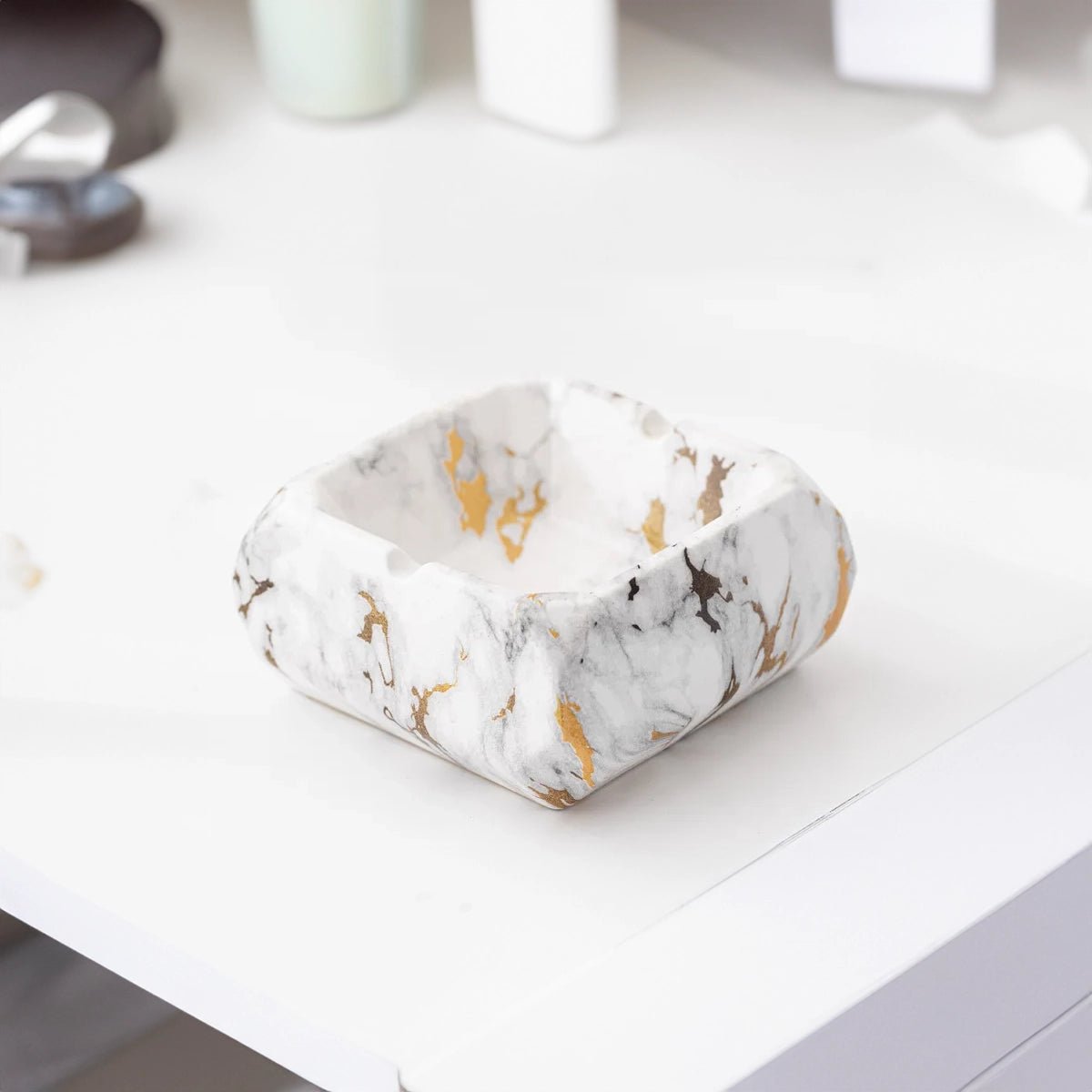 Textured Marble Effect Ceramic Ashtray - The House Of BLOC