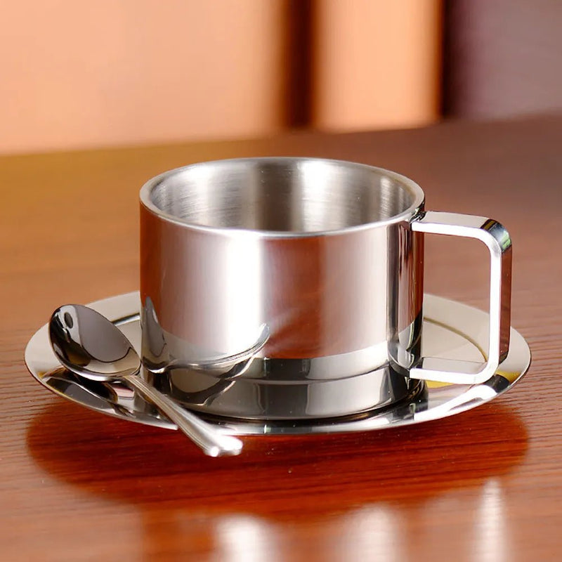 Three Piece Stainless Steel Coffee Cup Set - The House Of BLOC