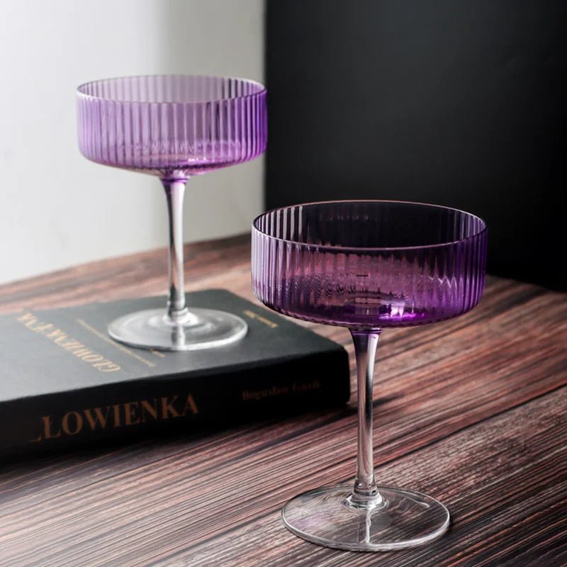 Vertical Ribbed Pattern Purple Glass - The House Of BLOC