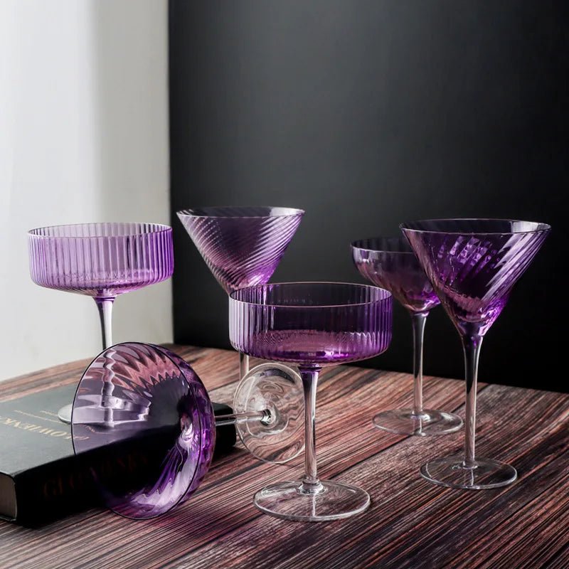 Vertical Ribbed Pattern Purple Glass - The House Of BLOC