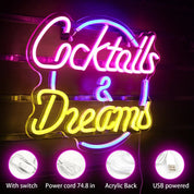 Vibrant Cocktails & Beer LED Neon Wall Sign - The House Of BLOC