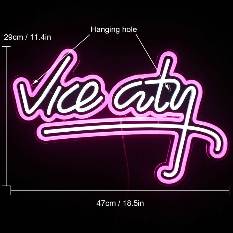 Vice City Pink LED Neon Sign - The House Of BLOC