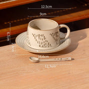 Vintage Coarse Pottery Coffee Cup & Saucer Set - The House Of BLOC