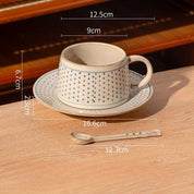 Vintage Coarse Pottery Coffee Cup & Saucer Set - The House Of BLOC