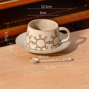 Vintage Coarse Pottery Coffee Cup & Saucer Set - The House Of BLOC