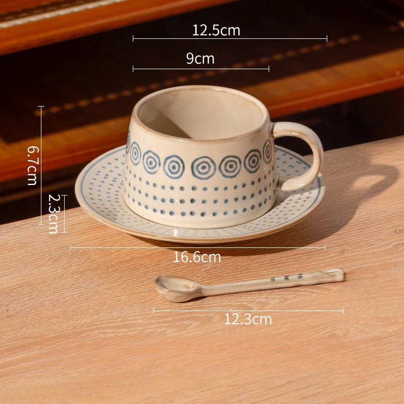 Vintage Coarse Pottery Coffee Cup & Saucer Set - The House Of BLOC