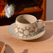 Vintage Coarse Pottery Coffee Cup & Saucer Set - The House Of BLOC