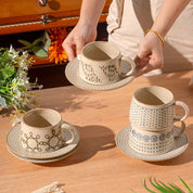 Vintage Coarse Pottery Coffee Cup & Saucer Set - The House Of BLOC