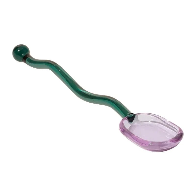 Wavey Handled Glass Milk Spoon - The House Of BLOC