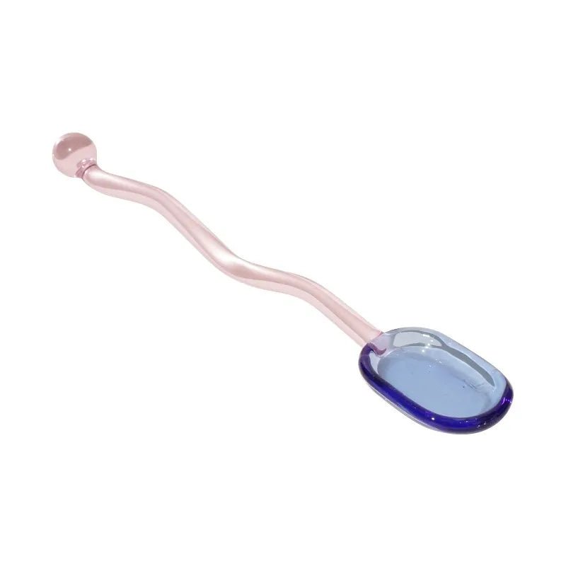 Wavey Handled Glass Milk Spoon - The House Of BLOC