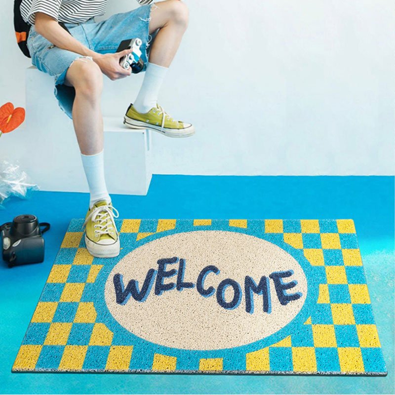 'Welcome' Checkerboard Printed Doormat - The House Of BLOC