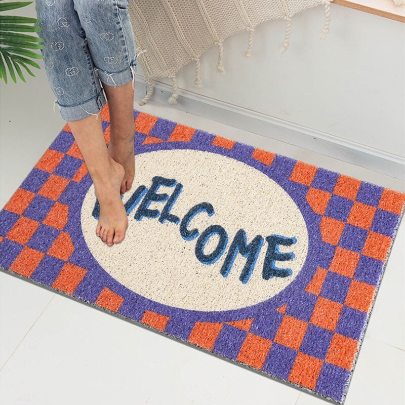 'Welcome' Checkerboard Printed Doormat - The House Of BLOC