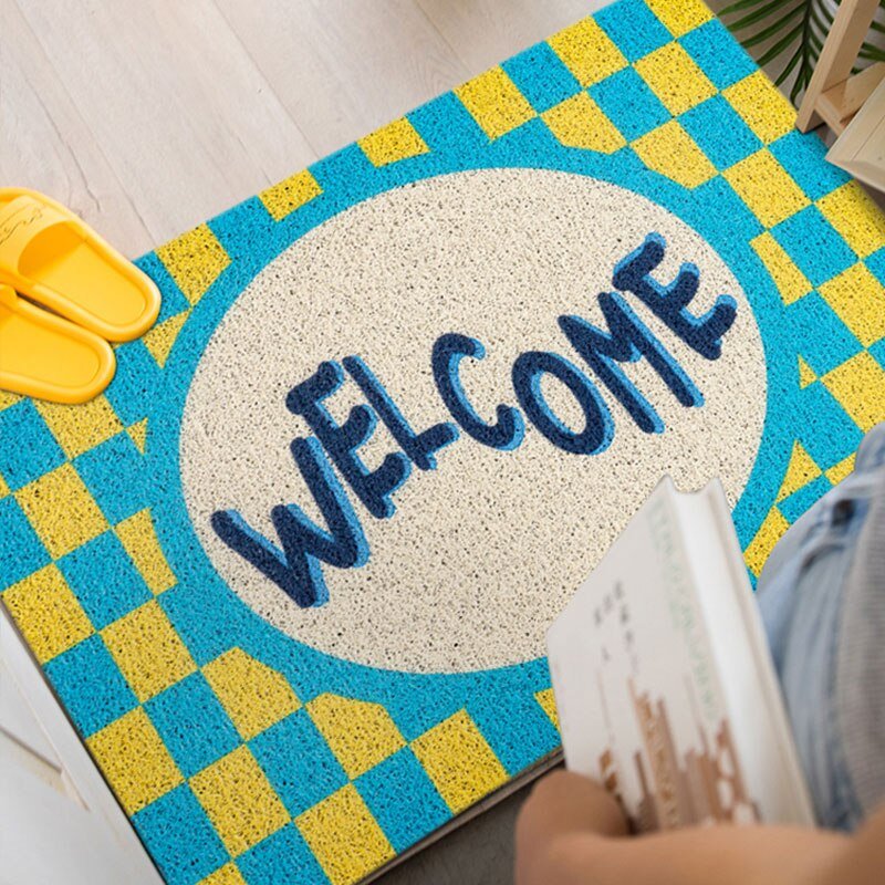 'Welcome' Checkerboard Printed Doormat - The House Of BLOC