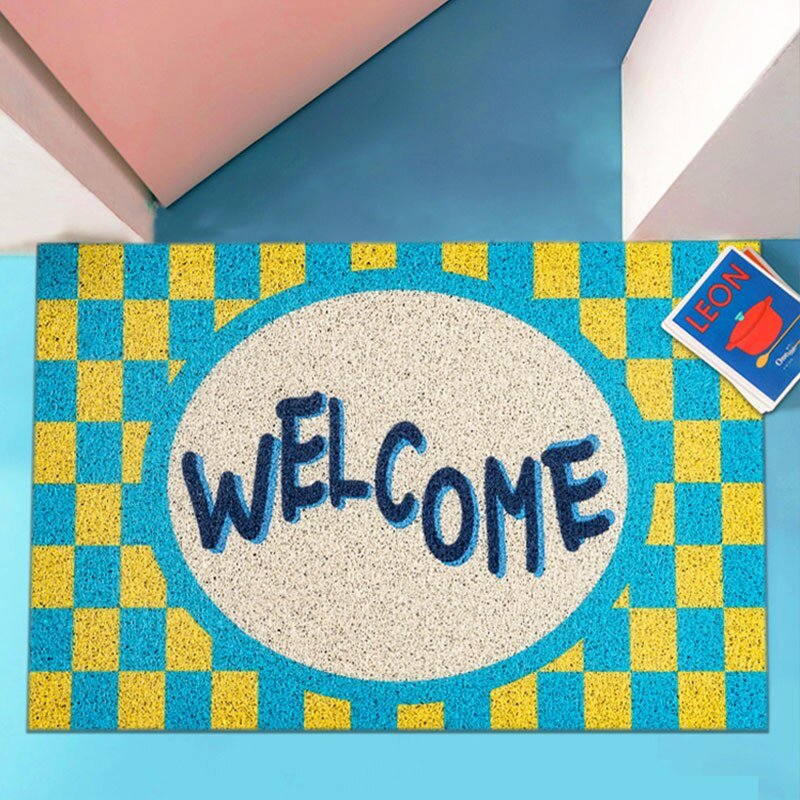 'Welcome' Checkerboard Printed Doormat - The House Of BLOC