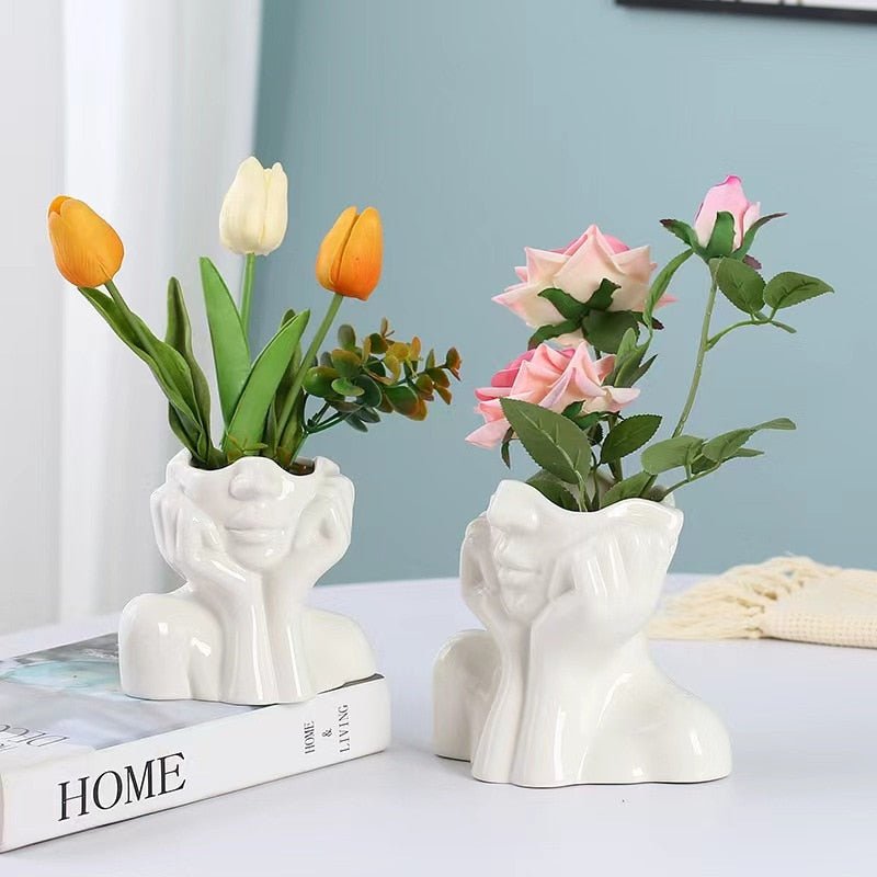 White Ceramic 'Shy Girl' Decorative Vase - The House Of BLOC