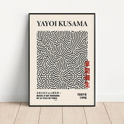 Yayoi Kusama Abstract Line Dots Canvas Poster - The House Of BLOC